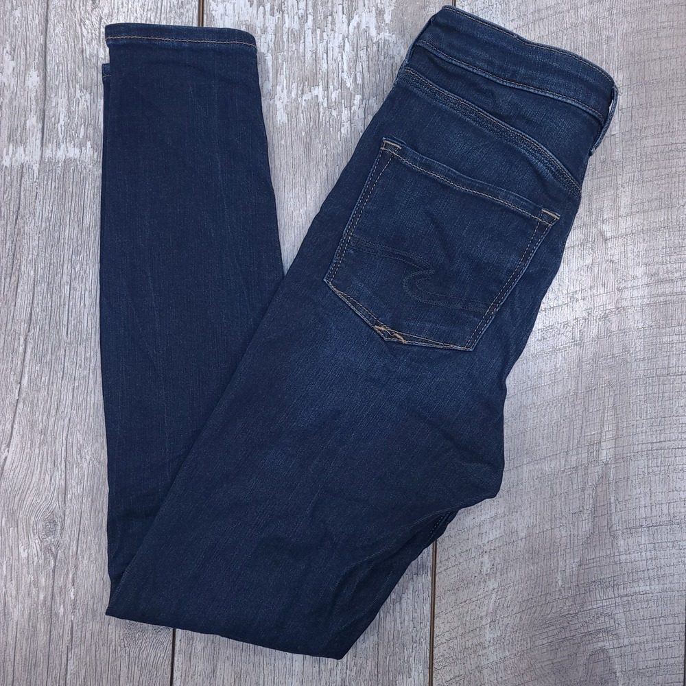 Silver Jeans Robson Womens Size 25x29 Dark Blue High Rise Skinny Button Fly